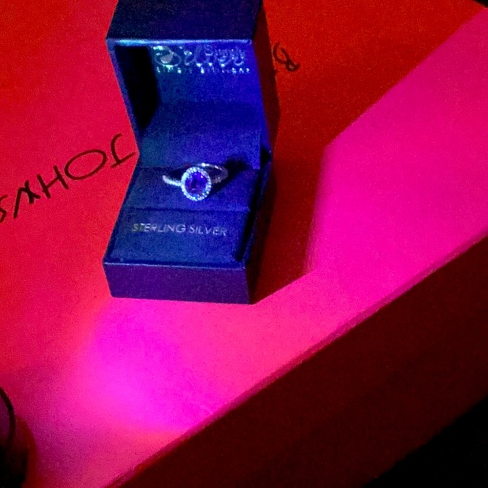 NWOT Silver Ring with Pave and Blue CZ Center Stone - Picture 5 of 6